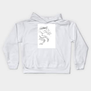 Jumping horse drawing Kids Hoodie